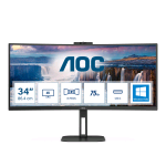 AOC CU34V5C/BK 34" LED WIDE QUAD HD CURVO 3440 x 1440 21:9 300 CD/mq 1ms CONTRASTO 3.000:1 100Hz FREESYNC ALTOPARLANTI HUB USB INTEGRATO 65W-1 x HDMI 1 x DISPLAYPORT NERO