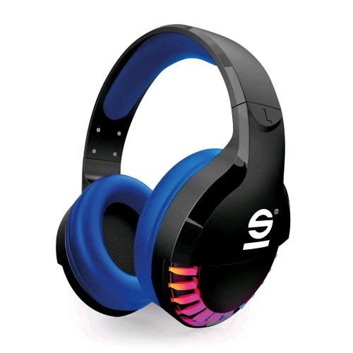 CELLY SPARCO WLHEADPHONE CUFFIE GAMING WIRELESS SPEED CON MICROFONO INCORPORATO ARCHETTO REGOLABILE LUCI LED RAINBOW  BLACK BLU
