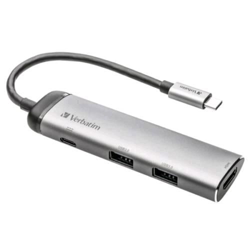 VERBATIM HUB MULTIPORTA USB-C A 1xUSB-C 3.1 2xUSB-A 3.0 1xHDMI 4K GRIGIO