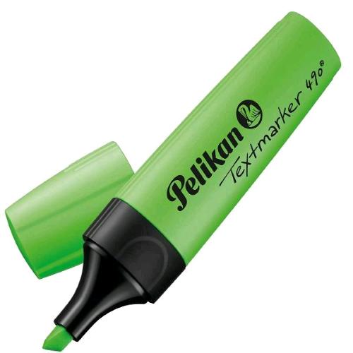 PELIKAN TEXT MARKER 490 NEON EVIDENZIATORE PUNTA A SCALPELLO 1/5 mm VERDE CONF 10 Pz.