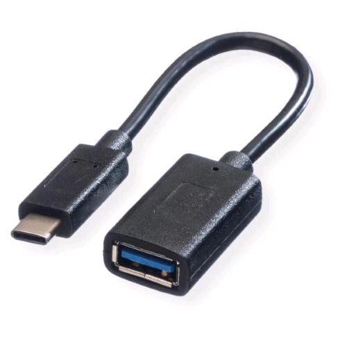 ROLINE/VALUE CAVO OTG USB-A 3.1/USB-C M/F 15 CM NERO