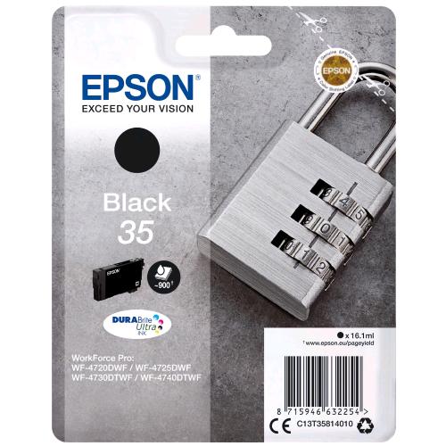 EPSON 35 CARTUCCIA INK NERO 16.1 ML BLISTER CON ALLARME PER WorkForce Pro WF-4720, WF-4720DWF, WF-4725DWF, WF-4730, WF-4740, WF-4740DTWF 