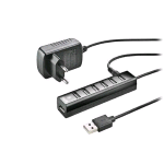 NGS IHUB7 TINY HUB USB 2.0 7X PORTE USB-A 2.0 CON ADDATATORE DI ALIMENTAZIONE NERO