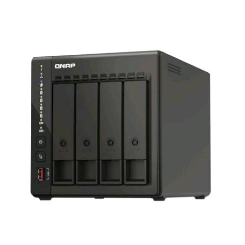QNAP TS-453E NAS CHASSIS TOWER INTEL CELERON J6412 2.6GHz RAM 8GB-4 BAY HDD/SSD 2.5"/3.5"/M.2-LAN 10/100/1000/2500 Mbps COLORE NERO