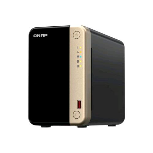 QNAP TS-264 NAS CHASSIS TOWER INTEL CELERON N5095 2GHz RAM 8GB-2 BAY HDD/SSD 2.5"/3.5"-LAN 10/100/1000/2500 Mbps COLORE NERO/GOLD