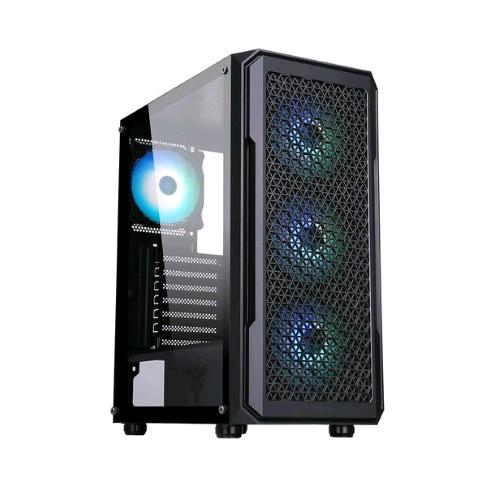 ITEK SIX TRIANGLE GAMING CASE MIDI TOWER FINESTRE TRASPARENTI NERO