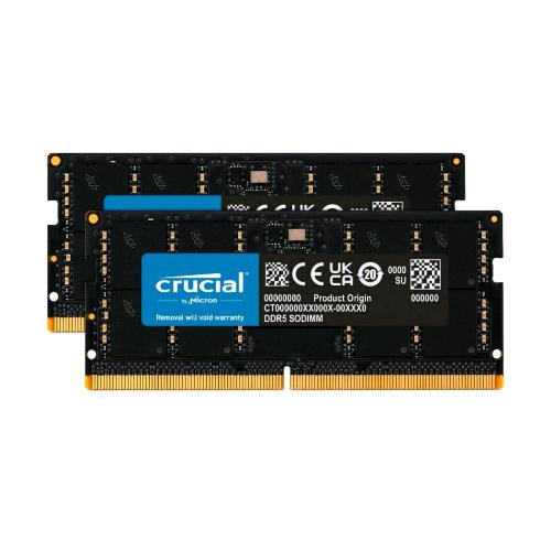 CRUCIAL CT2K16G48C40S5 KIT MEMORIA RAM 2x16GB 32GB TOTALI 4.800 MHz TECNOLOGIA DDR5 TIPOLOGIA SO-DIM 262-PIN CL40 BLACK