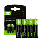 GREEN CELL BATTERIE RICARICABILI 4 x AA STILO R6 1.2 V 2.600mAh