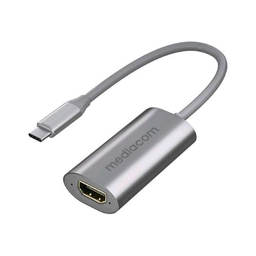 MEDIACOM MD-C306 CAVO ADATTATORE VIDEO IN ALLMINIO DA USB-C MASCHIO AD HDMI FEMMINA SUPPORTA 4K 60Hz