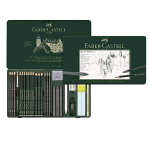FABER CASTELL VALIGETTA MATITE E CRETE DI GRAFITE SET IN METALLO CONF 26 Pz.