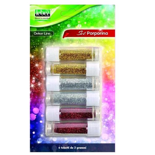 LEBEZ PORPORINA IN BARATTOLINO DA 3 GRAMMI COLORI ASSORTITI CONF 6 Pz.