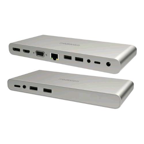 MEDIACOM MD-C321 DOCKING STATION POWER DELIVERY 100W 4 x USB-A 3.0 - 1 x USB 100 W - 1 x HDMI - 1 x RJ-45 GIGABIT ETHERNET - 1 x DISPLAYPORT - 1 x VGA 15 PIN - 1 x JACK  3.5mm CUFFIE/MICROFONO
