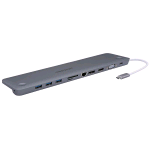 MEDIACOM MD-C322 DOCKING STATION POWER DELIVERY 3 x USB-A 3.1 POWER DELIVERY 7.5 W - 1 x USB-C 100 W - 1 x HDMI - 1 x DISPLAYPORT -1 x VGA - 1 x RJ-45 GIGABIT ETHENERT - 1 x JACK 3.5mm - 1 x SD MMC MEMORY - 1 x MICRO SD 