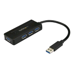 STARTECH ST4300MINI MINI HUB CON ALIMENTATORE USB-A 4 x USB-A 3.0 SUPERSPEED CON PORTA DI RICARICA DESKTOP NERO