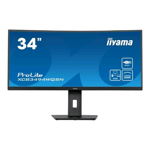 IIYAMA PRO LITE XCB3494WQSN-B5 34" LED VA ULTRA WIDE QUAD HD CURVO 3440 x 1440 21:9 300 CDM 0,4 ms 3000:1 120Hz FREESYNC PREMIUM HDMI DISPLAYPORT 3 x USB-C 65 W