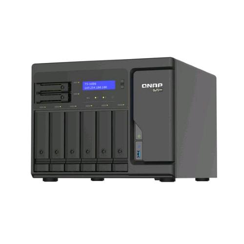 QNAP TS-H886 NAS CHASSIS TOWER XEON D-1602 3.2GHz RAM 8GB-8 BAY HDD/SSD 2.5"/3.5" 2 SLOT M.2-LAN 10/100/1000/2500 Mbps BLACK