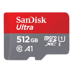 SANDISK ULTRA MicroSDXC 512GB A1 / UHS Class 1 / Class10 adattatore da microSDXC a SD in dotazione