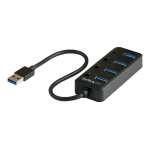 STARTECH HB30A4AIB HUB USB-A 4 x USB- 3.1 Gen 1 HIGH SPEED CON PULSANTE ON/OFF INDIVIDUALE NERO