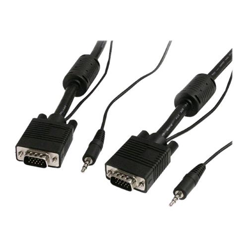 STARTECH CAVO COASSIALE ESTENSIONE VIDEO VGA MASCHIO/MASCHIO CON AUDIO MINI PHONE STEREO 3.5mm MASCHIO/MASCHIO 2 MT NERO