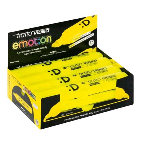TRATTO VIDEO EMOTION EVIDENZIATORE PUNTA A SCALPELLO 1/5 mm GIALLO CONF 12 Pz.
