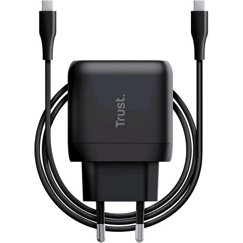 TRUST MAXO CARICABATTERIE DA RETE USB-C 45W RICARICA RAPIDA 1xUSB-C + CAVO USB-C 2MT NERO 