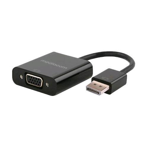MEDIACOM MD-M300 CAVO ADATTATORE VIDEO DA DISPLAYPORT 20 PIN MASCHIO A VGA HD-15 FILETTATO FEMMINA NERO