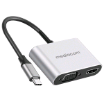 MEDIACOM MD-C308 ADATTATORE VIDEO DA USB-C MASCHIO A HDMI 19 PIN TIPO A FEMMINA - VGA 15 PIN FEMMINA ARGENTO