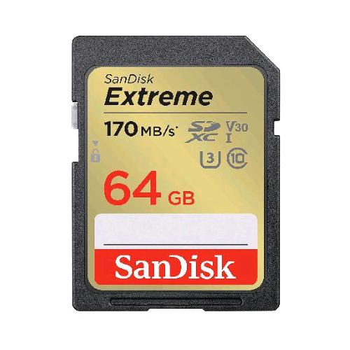 SANDISK MEMORY CARD EXTREME DA 64GB + RESCUEPRO DELUXE FINO A 170 MB/s UHS-I CLASSE 10 U3 V30 