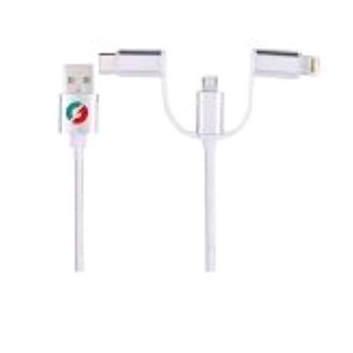 IGLOO LF-09W_2/NB CAVO USB 3 IN 1 DA USB-A A LIGHTING-USB-C-MICRO USB 1 MT BIANCO