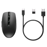 HP 715 MOUSE MULTIDISPOSITIVO RICARICABILE 7 PULSANTI SENZA FILI CABLATO 2.4 GHz BLUETOOTH 3.0 RICEVITORE WIRELESS USB NERO