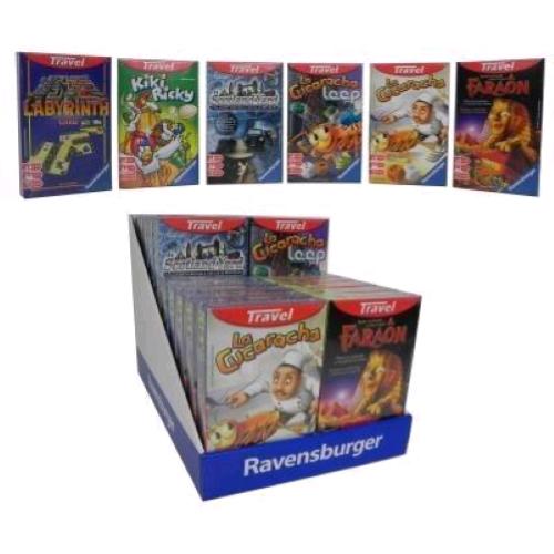 RAVENSBURGER ESPOSITORE TRAVEL GAMES GIOCHI DA TAVOLO ASSORTITI  CONF 24 Pz.