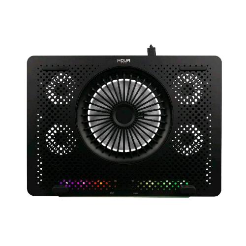 NOUA ARIES CL0621AG-A1F SUPPORTO BASE DI RAFFREDAMENTO NOTEBOOK 15,6" VENTOLA 140MM 2xUSB 2.0 RGB RAINBOW CON 5 ATEZZE REGOLABILI NERO