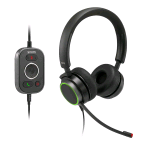 SNOM A330D CUFFIE OVER-EAR CON CANCELLAZIONE PASSIVA DEL RUMORE VOIP CAVO JACK USB/RJ9/3.5 CON CONTROLLO CONVERSAZIONE MORBIDA PELLE SINTETICA NERO 