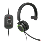 SNOM A330M CUFFIE OVER-EAR CON CANCELLAZIONE PASSIVA DEL RUMORE VOIP CAVO JACK USB/RJ9/3.5 CON CONTROLLO CONVERSAZIONE MORBIDA PELLE SINTETICA COLORE NERO