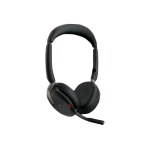 JABRA EVOLVE2 65 FLEX MS STEREO CUFFIE CON MICROFONO ON-EAR BLUETOOTH ELIMINAZIONE DEL RUMORE USB-A CERIFICATE PER I TEAM MICROSOFT NERO