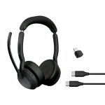 JABRA EVOLVE2 55 MS LINK 380C CUFFIA WIRELESS BLUETOOTH CON MICROFONO A PADIGLIONE PER UFFICIO BLACK