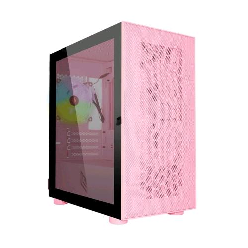 NOUA FOBIA L10 CASE MICRO-ATX MINI-ATX FRONTALE IN MASH PANNELLO LATERALE IN VETRO TEMPERATO 1xVENTOLA 120MM RGB RAINBOW ROSA 