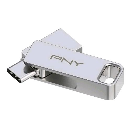 PNY 256GB DUO LINK USB 3.2 TYPE-C DUAL CHIAVETTA USB PER DISPOSITIVI ANDROID E COMPUTER  ARCHIVIAZIONE MOBILE ESTERNA PER FOTO VIDEO E ALTRO 200MB/S SILVER