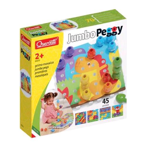 QUERCETTI JUMBO PEGGY GIOCO DI COSTRUZIONE E COMPOSIZIONE DA 45 Pz. CON PIASTRE CHIODI DA 33 mm E SCHEDE