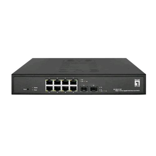 LEVELONE GES-2110P SWITCH DI RETE GESTITO L2 8 x PORTE RJ-45 GIGABIT ETHERNET 10/100/1000 PoE - 2 PORTE GIGABIT SFP DESKTOP NERO