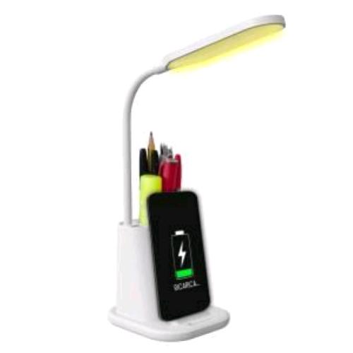TECHMADE LAMPADA DA TAVOLO LED 3W CON RICARICA WIRELESS PER SMARTPHONE CARICA VELOCE 3.0 18W BIANCO