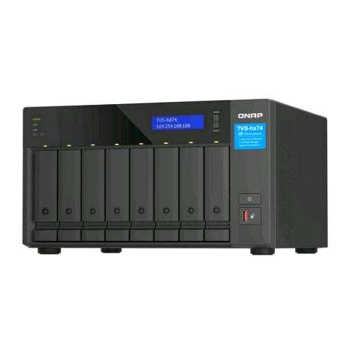 QNAP TVS-H874X NAS CHASSIS TOWER i9 16 CORE RAM 64GB-8 BAY HDD/SSD 3.5"-4 PORTE LAN RJ-45 10/100/1000/2500/10000 Mbps BLACK