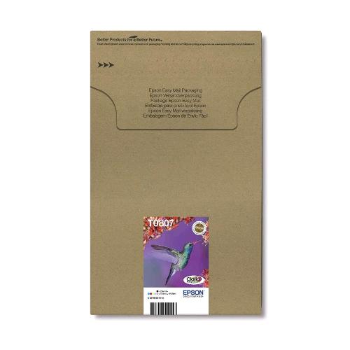 EPSON T0807  MULTIPACK CARTUCCIA INK-JET ORIGINALE 6 COLORI GIALLO CIANO MAGENTA CIANO CHIARO MAGENTA CHIARO NERO RESA STANDARD  