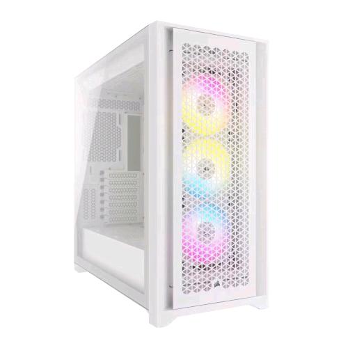 CORSAIR iCUE 5000D RGB AIRFLOW CASE MID TOWER ATX PANNELLO LATERALE IN VETRO TEMPERATO 3xVENTOLE CORSAIR AF120MM RGB ELITE 1XUSB-C 3.2 2XUSB-A 3.2 JACK/AUDIO MICROFONO BIANCO 