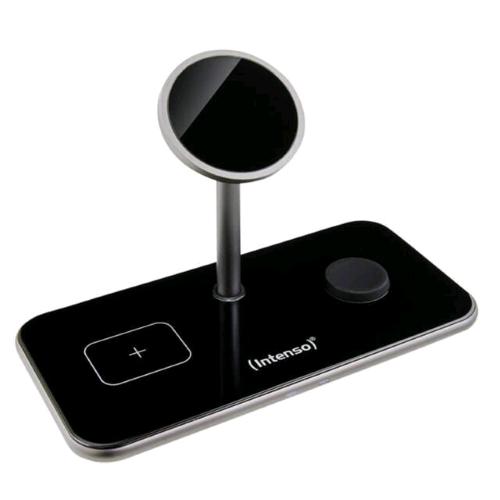 INTENSO MAGNETIC WIRELESS CHARGING STAND MB13 3 IN 1 CARICABATTERIE SENZA FILI MAGNETICO COMPATIBILE CON MAGSAFE 15W BLACK