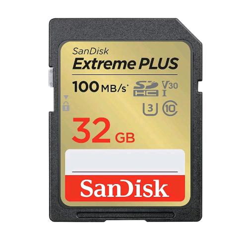 SANDISK EXTREME PLUS MEMORY CARD SDHC 32GB 100MB/S 60MB/S UHS-I CLASSE 10 V30 U3 