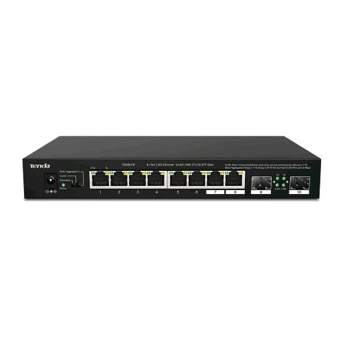 TENDA TEM2010F SWITCH NON GESTITO 2.5 GIGABIT SWITCH ETHERNET 8 PORTE 2.5 GBPS 2 PORTE 2.5 GBPS SFP PORTE RJ-45 2.5G PORTE SFP 2.5G DESKTOP E MONTAGGIO A PARETE COMPATIBILE CON COMPUTER NAS AP WI-FI 6 