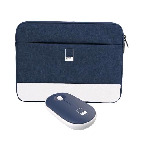 PANTONE KIT CUSTODIA PER NOTEBOOK FINO A 16" + MOUSE WIRELESS CLICK SILENZIOSO DPI REGOLABILI NAVY BLUE
