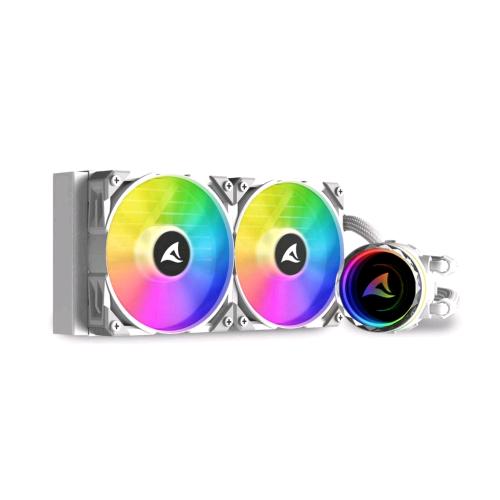 SHARKOON S80 ARGB DISSIPATORE A LIQUIDO ALL-IN -ONE PER CPU  INTEL AMD 2xVENTOLE PWM RGB RADIATORE DA 240MM BIANCO