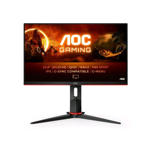 AOC G2 Q24G2A/BK GAMING 23.8" LED IPS QUAD HD 16:9 165Hz 1MS CONTRASTO 1.000:1 NVIDIA G-SYNC HDMI DISPLAYPORT ALTOPARLANTI INCORPORATI NERO ROSSO  